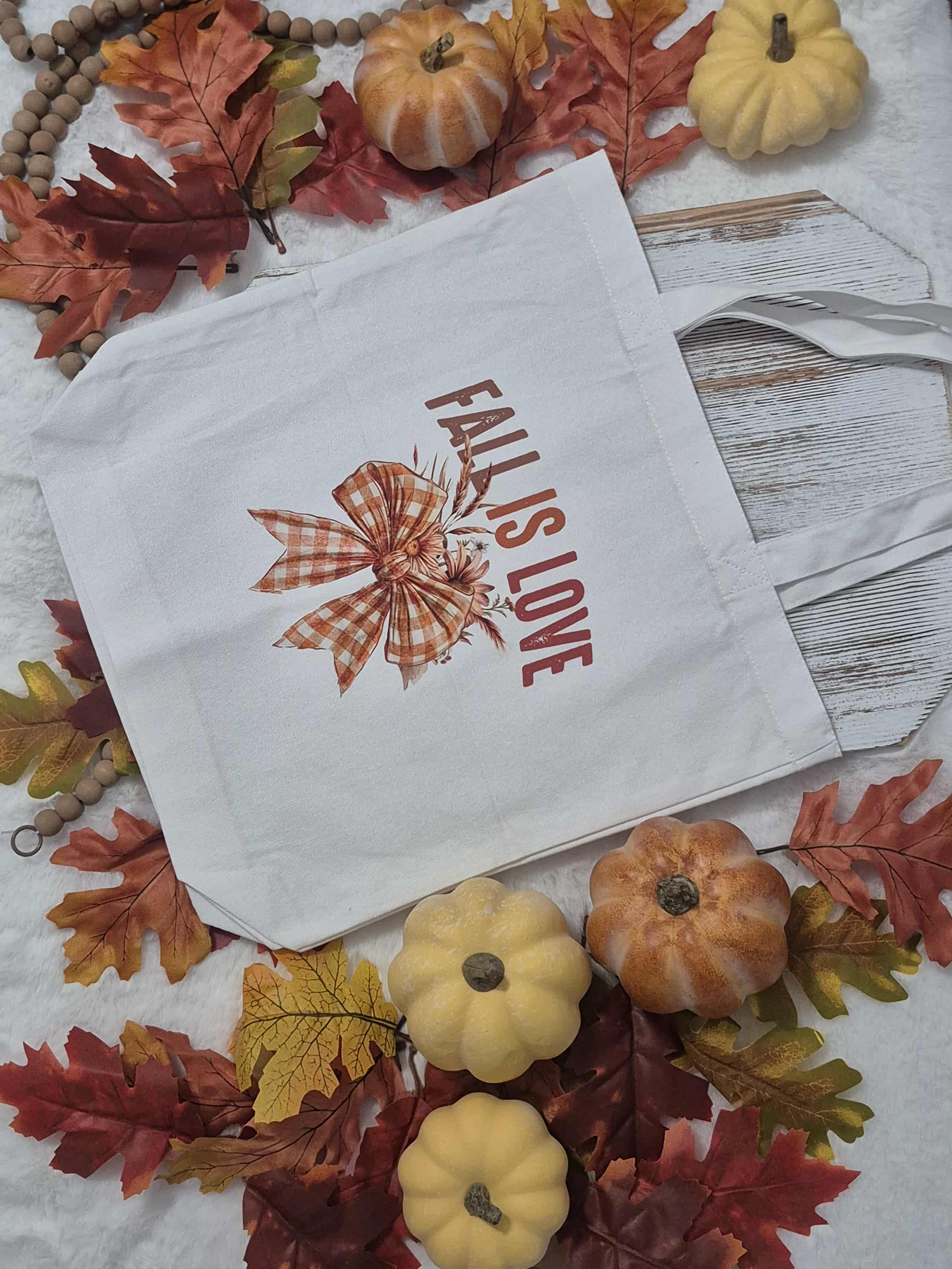 Fall theme canvas tote bag