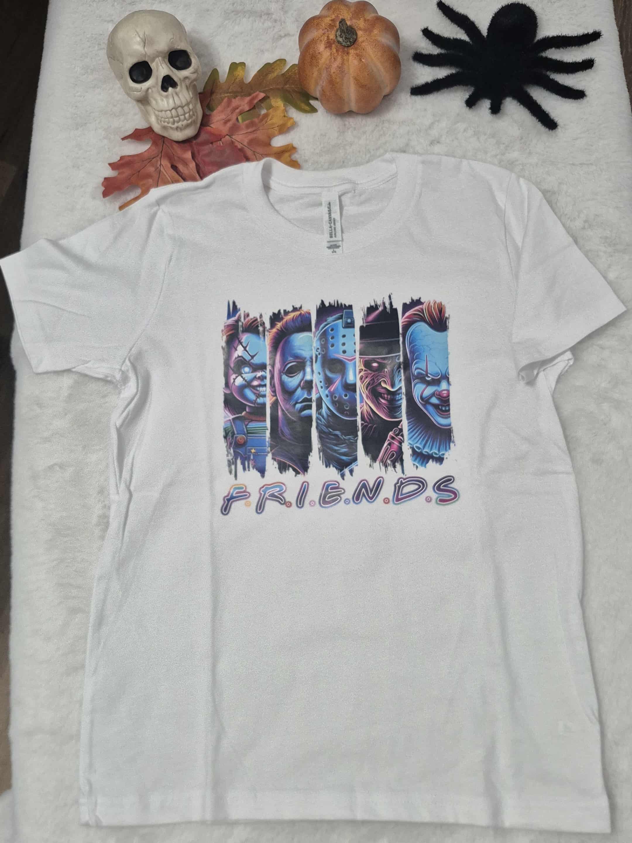 Halloween youth t-shirt vintage horror characters (Bella+Canvas kids) Airlume Jersey