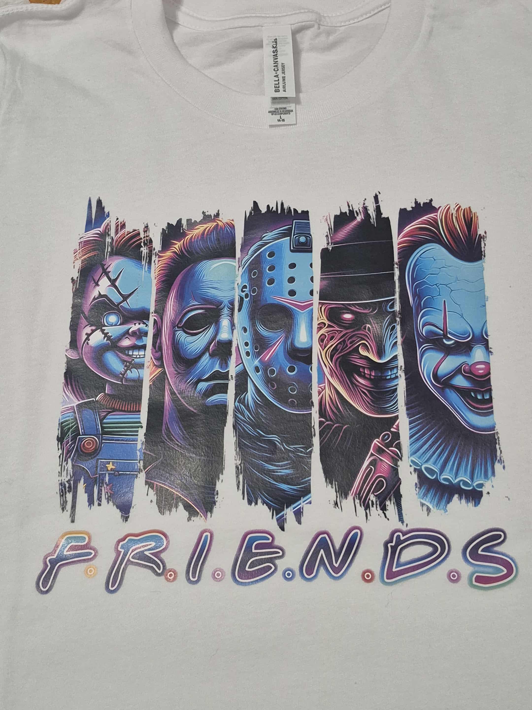 Halloween youth t-shirt vintage horror characters (Bella+Canvas kids) Airlume Jersey