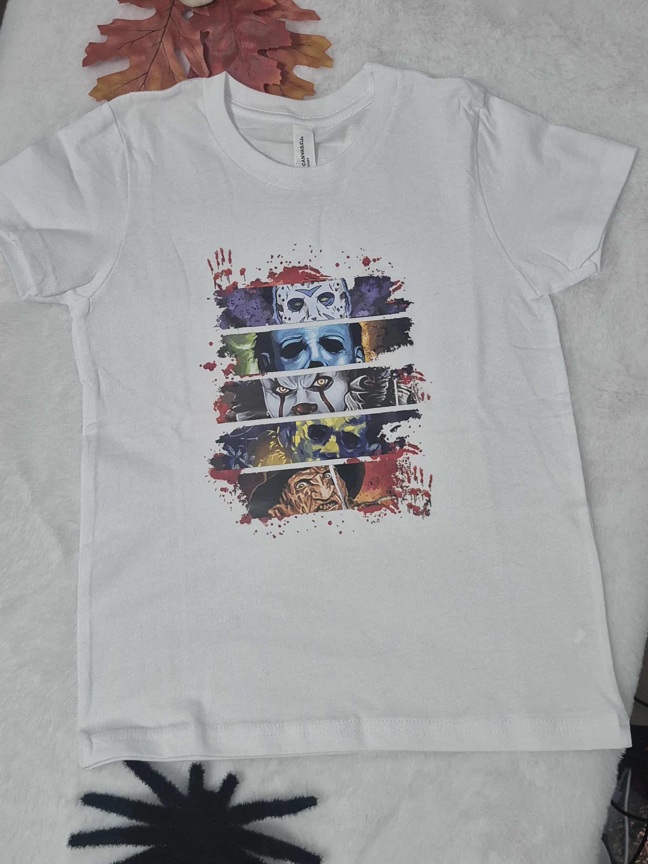 Kids Halloween horror Tee vintage classic characters Bella+Canvas kids Airlume Jersey