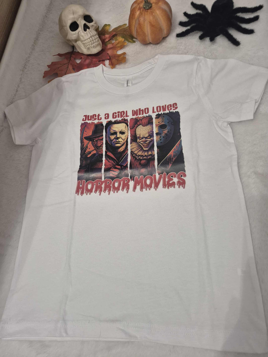 Halloween horror vintage characters youth t-shirt Bella+Canvas kids Airlume Jersey M (10-12)