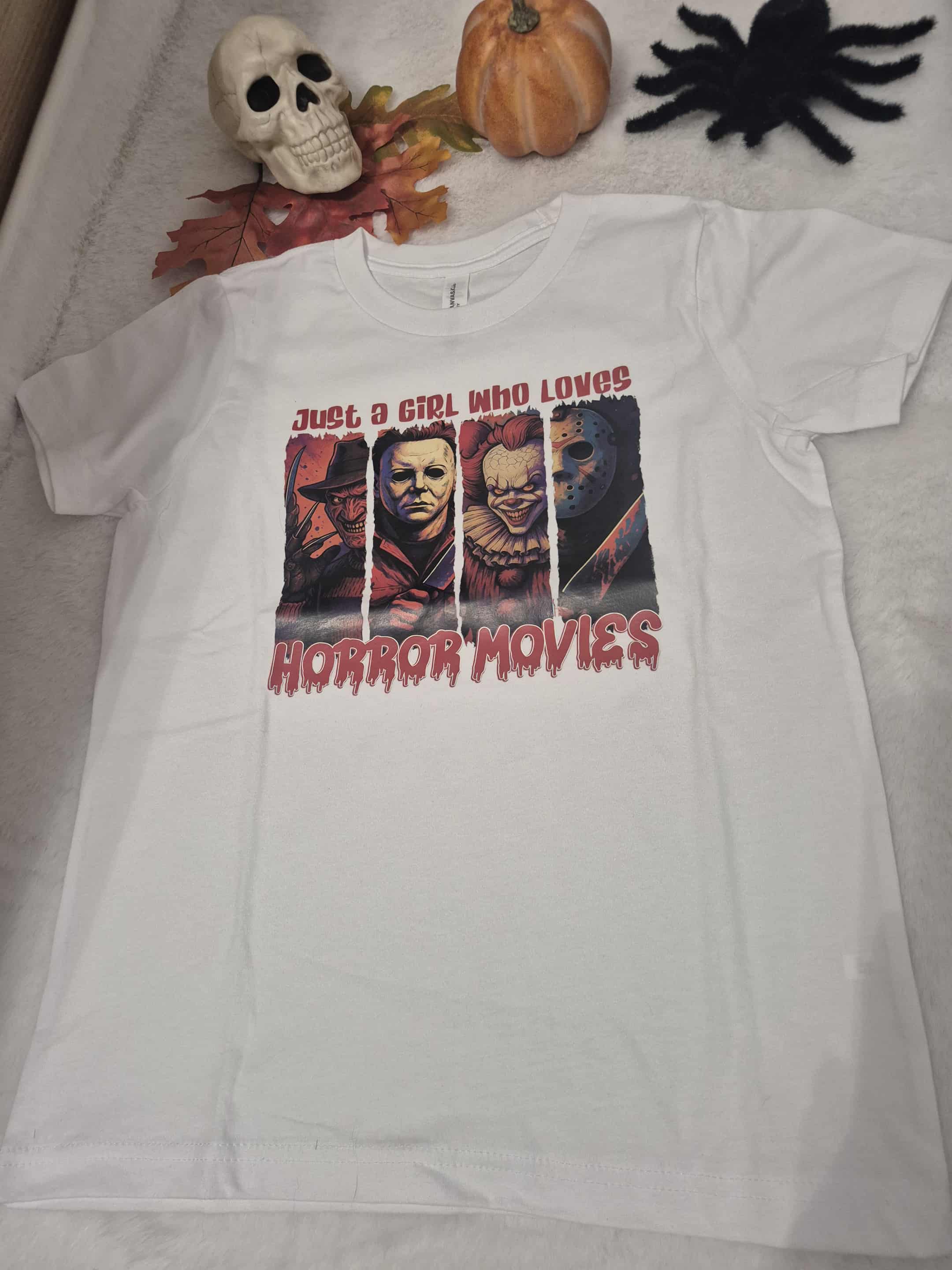 Halloween horror vintage characters youth t-shirt Bella+Canvas kids Airlume Jersey M (10-12)